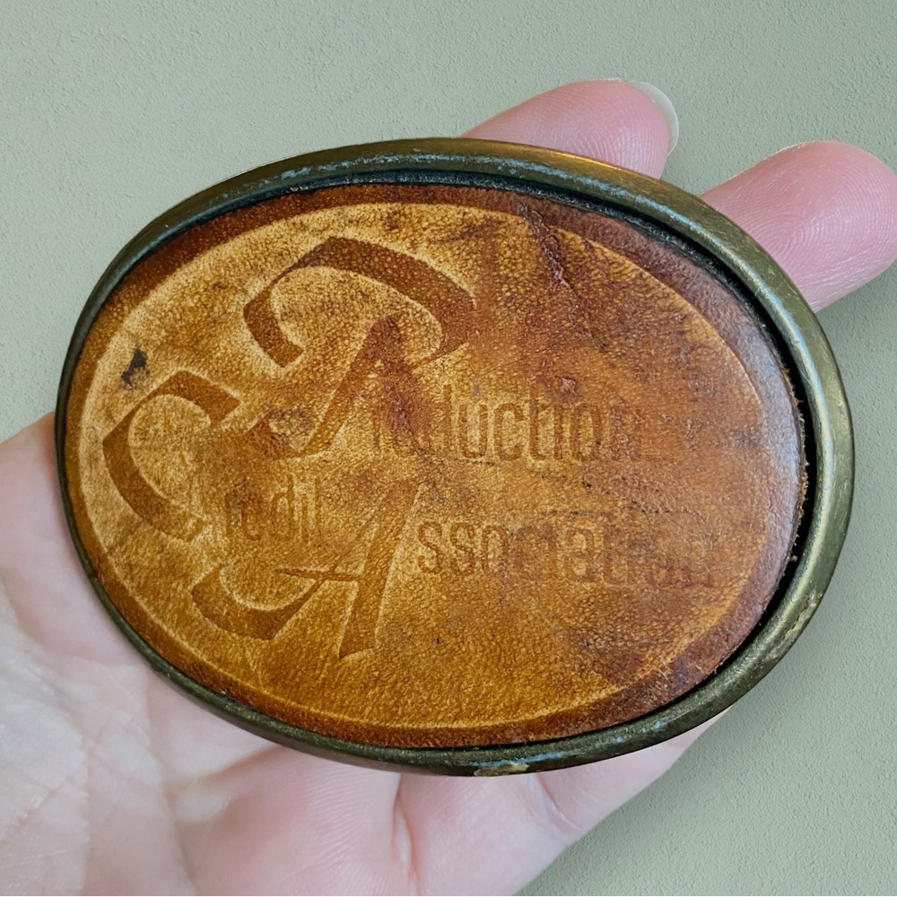 Vintage El Cid Brass Leather Embossed Belt Buckle